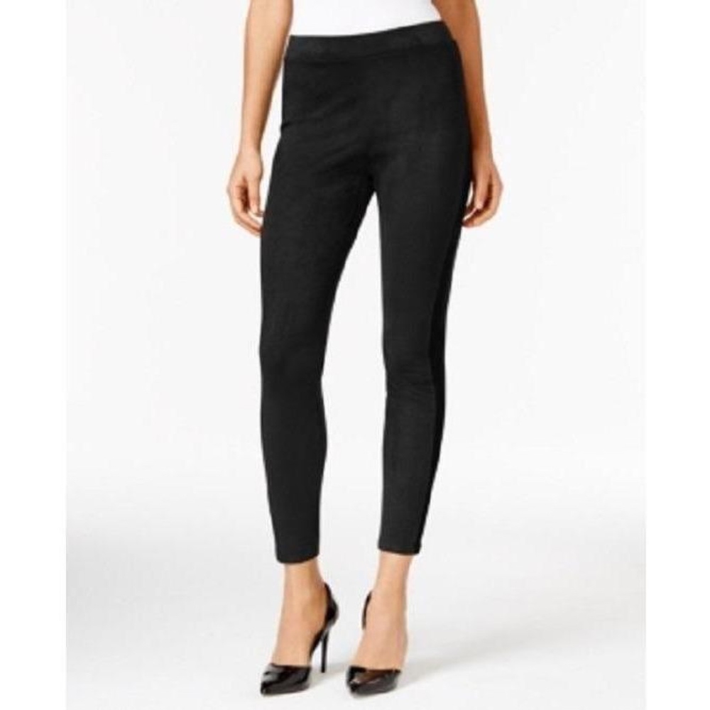 NY Collection Ponte-Inset Faux-Suede Leggings NWT